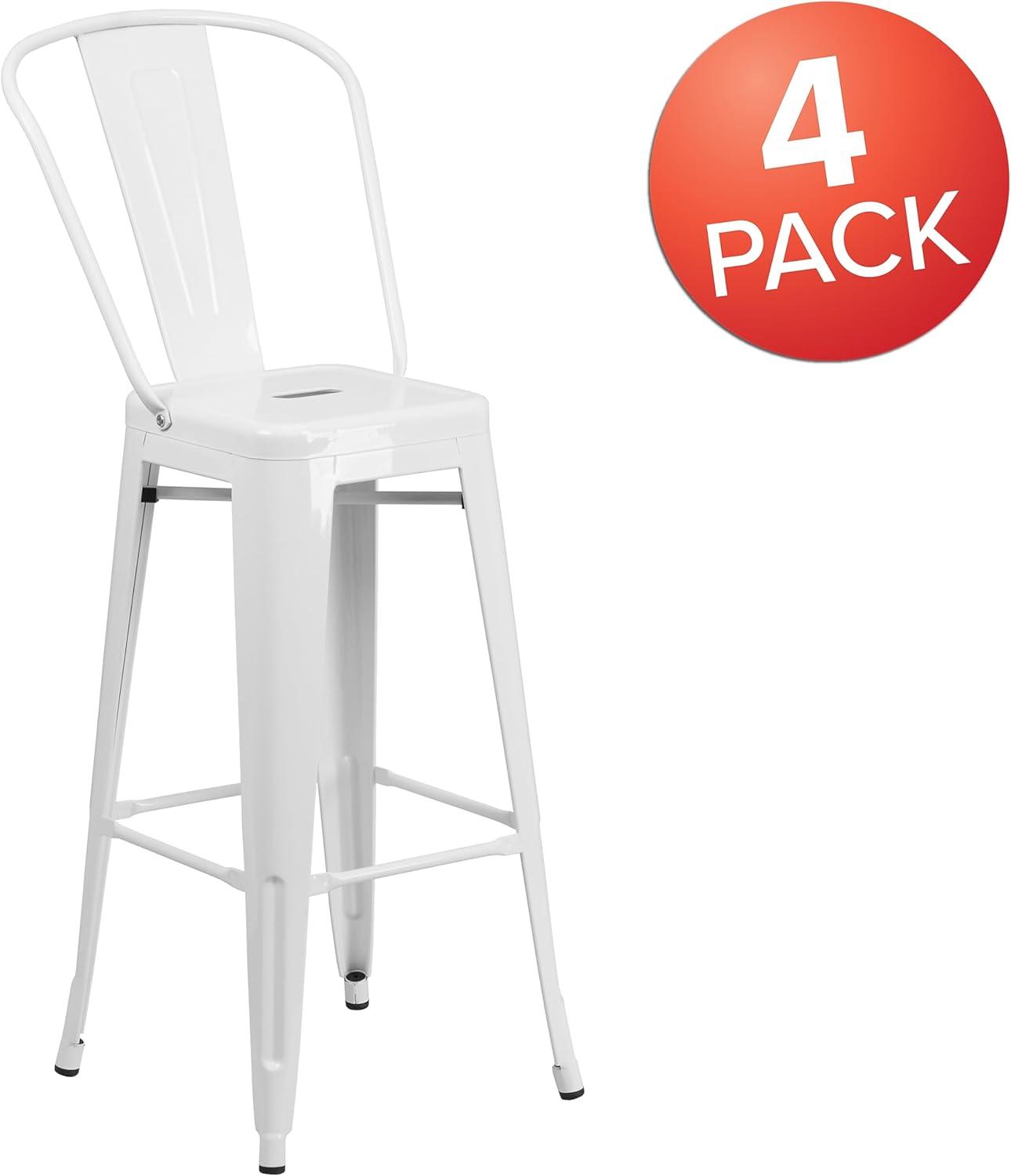 image:imageFlash Furniture Commercial Grade 30 High Black Metal IndoorOutdoor Barstool with Removable BackWhite