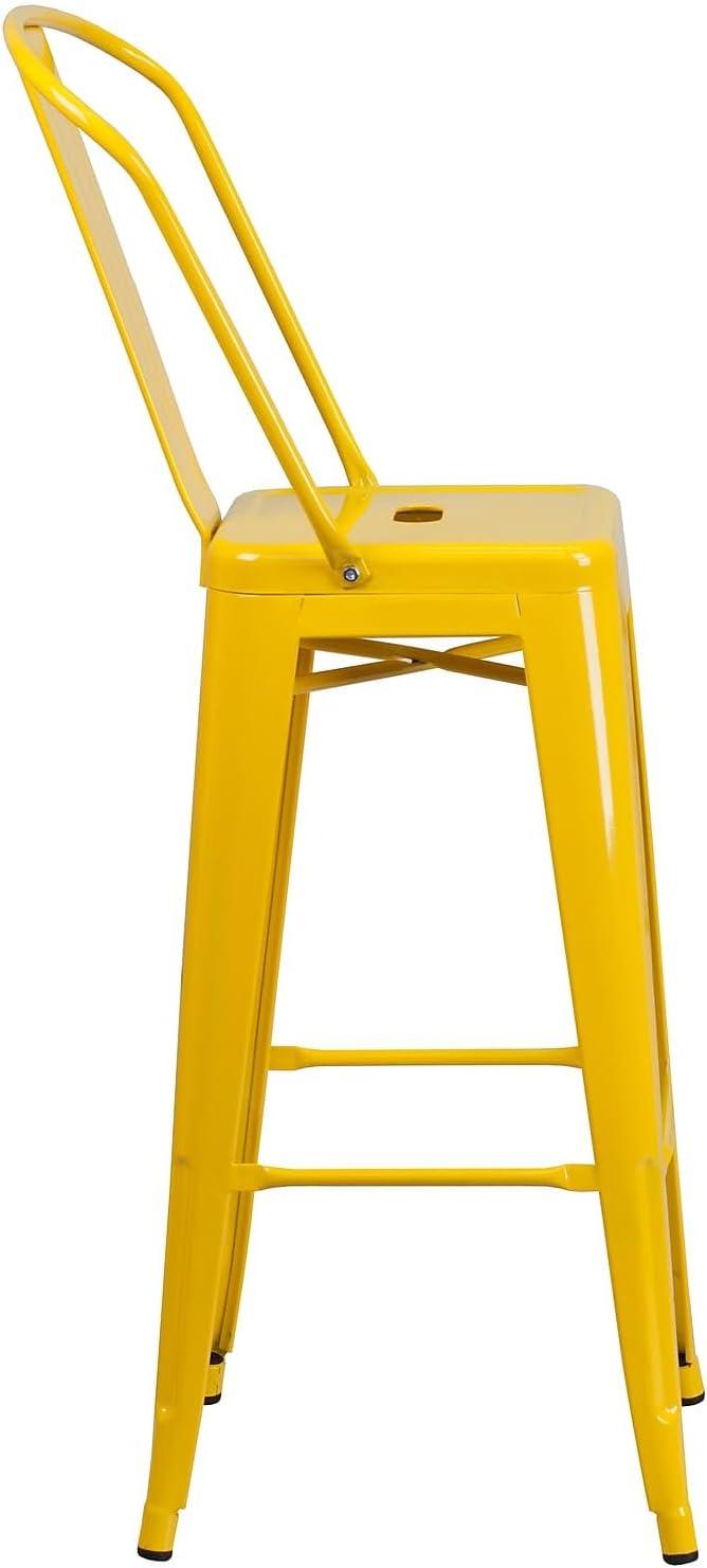 image:imageFlash Furniture Commercial Grade 30 High Black Metal IndoorOutdoor Barstool with Removable BackYellow
