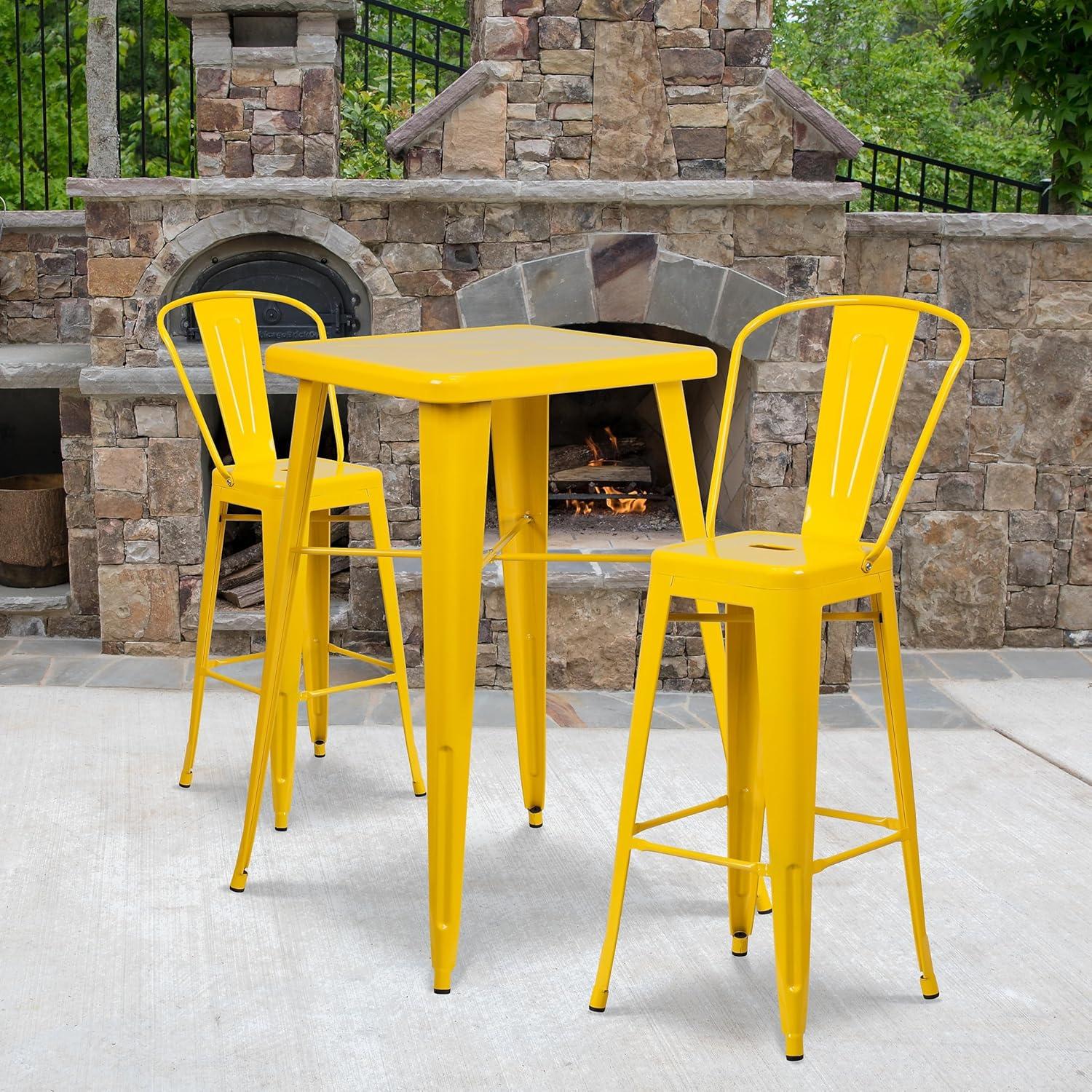 image:imageFlash Furniture Commercial Grade 30 High Black Metal IndoorOutdoor Barstool with Removable BackYellow