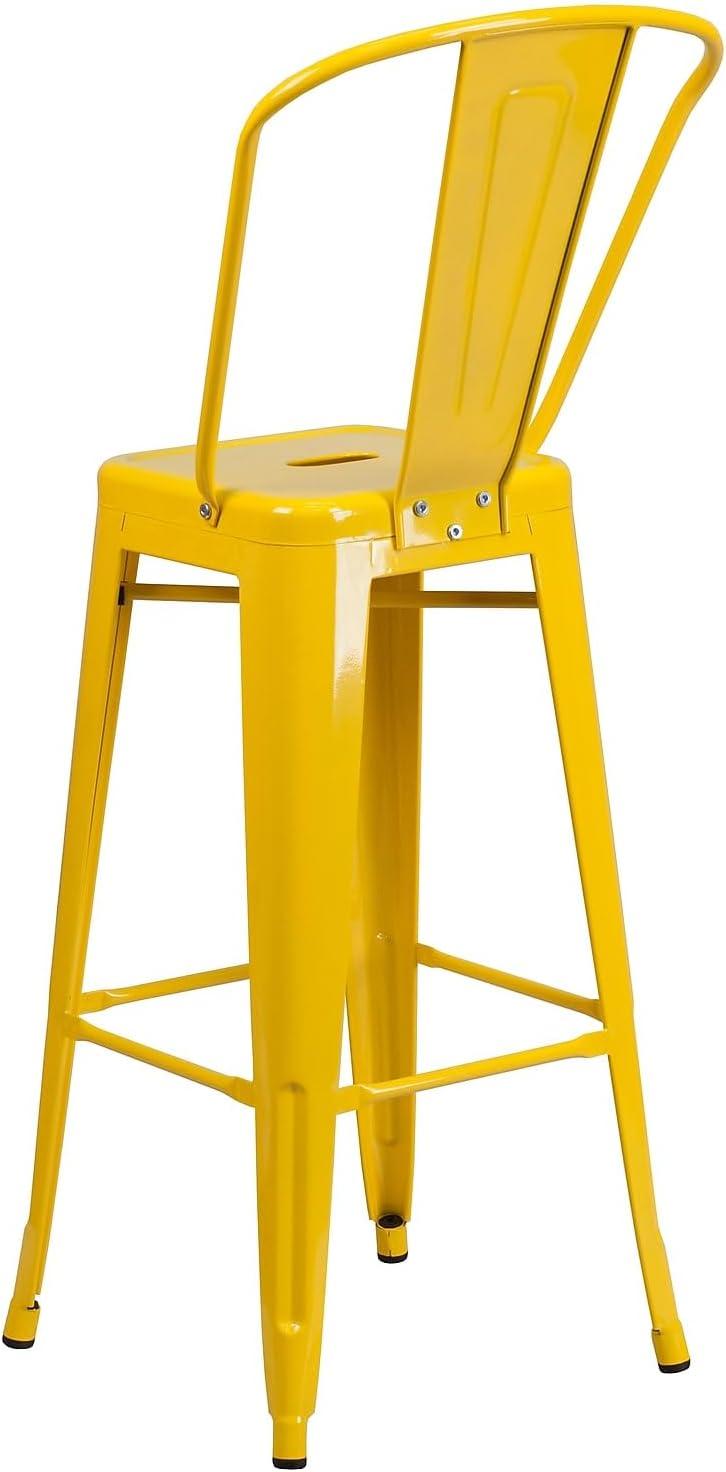 image:imageFlash Furniture Commercial Grade 30 High Black Metal IndoorOutdoor Barstool with Removable BackYellow