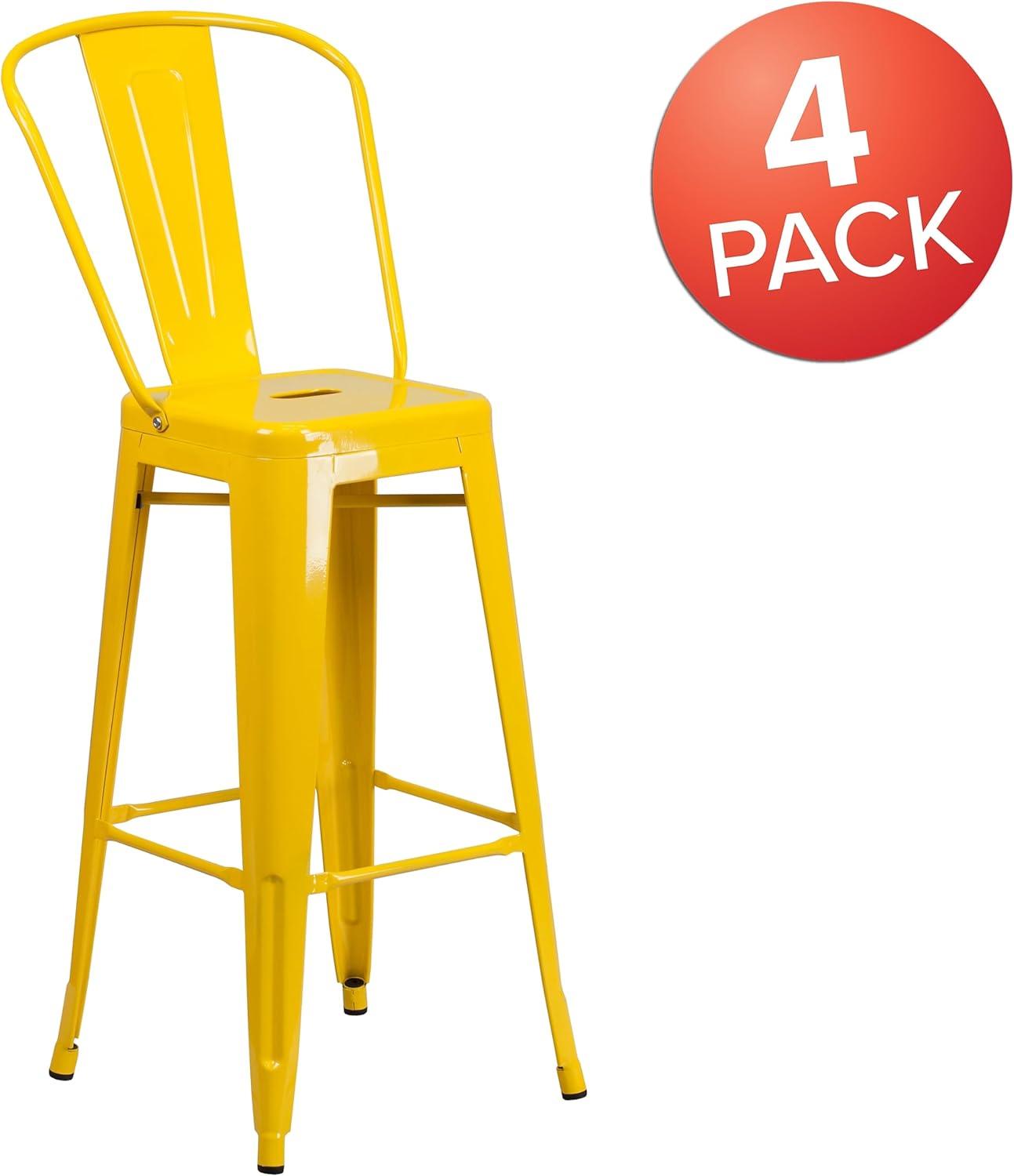 image:imageFlash Furniture Commercial Grade 30 High Black Metal IndoorOutdoor Barstool with Removable BackYellow