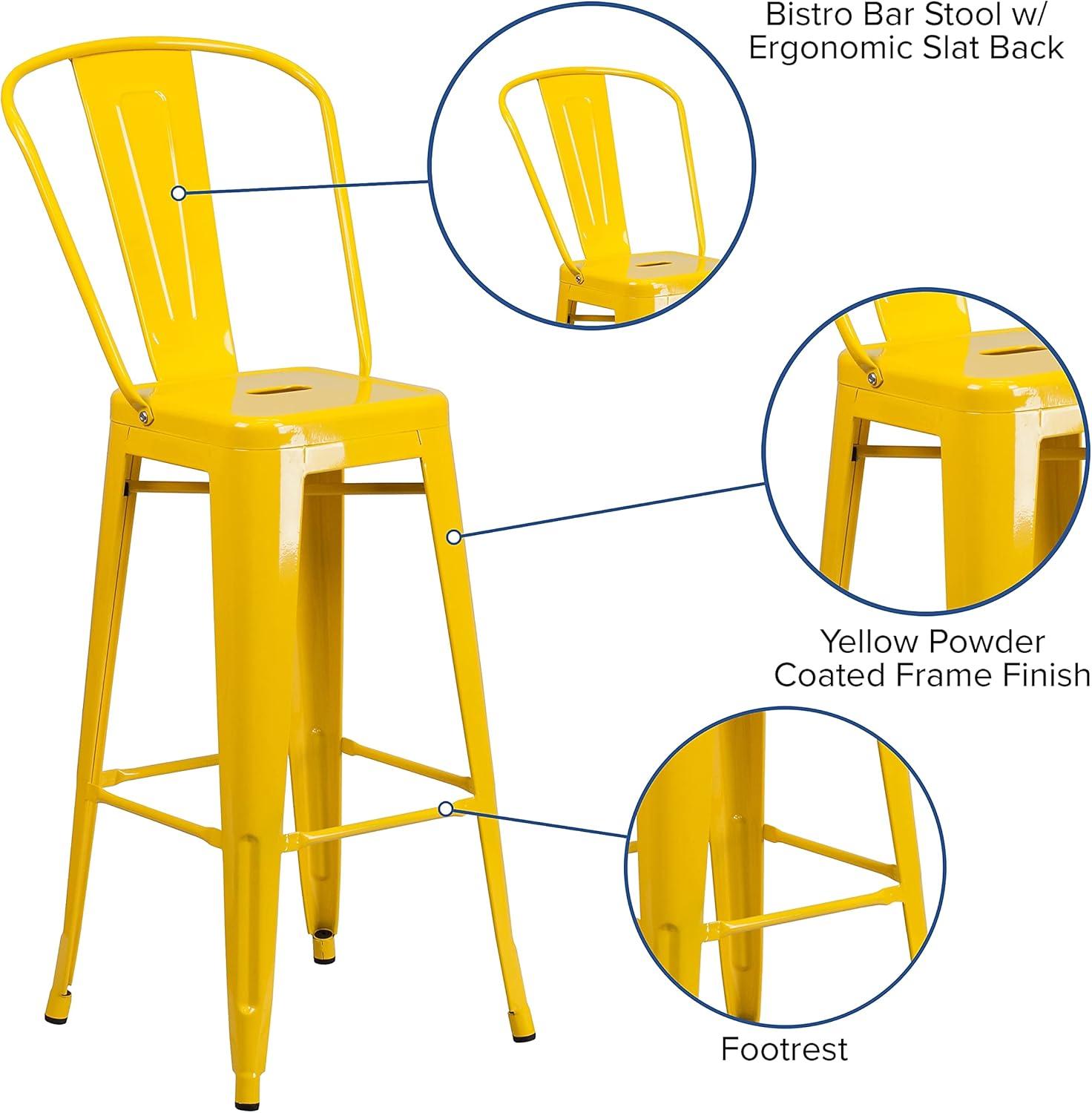 image:imageFlash Furniture Commercial Grade 30 High Black Metal IndoorOutdoor Barstool with Removable BackYellow