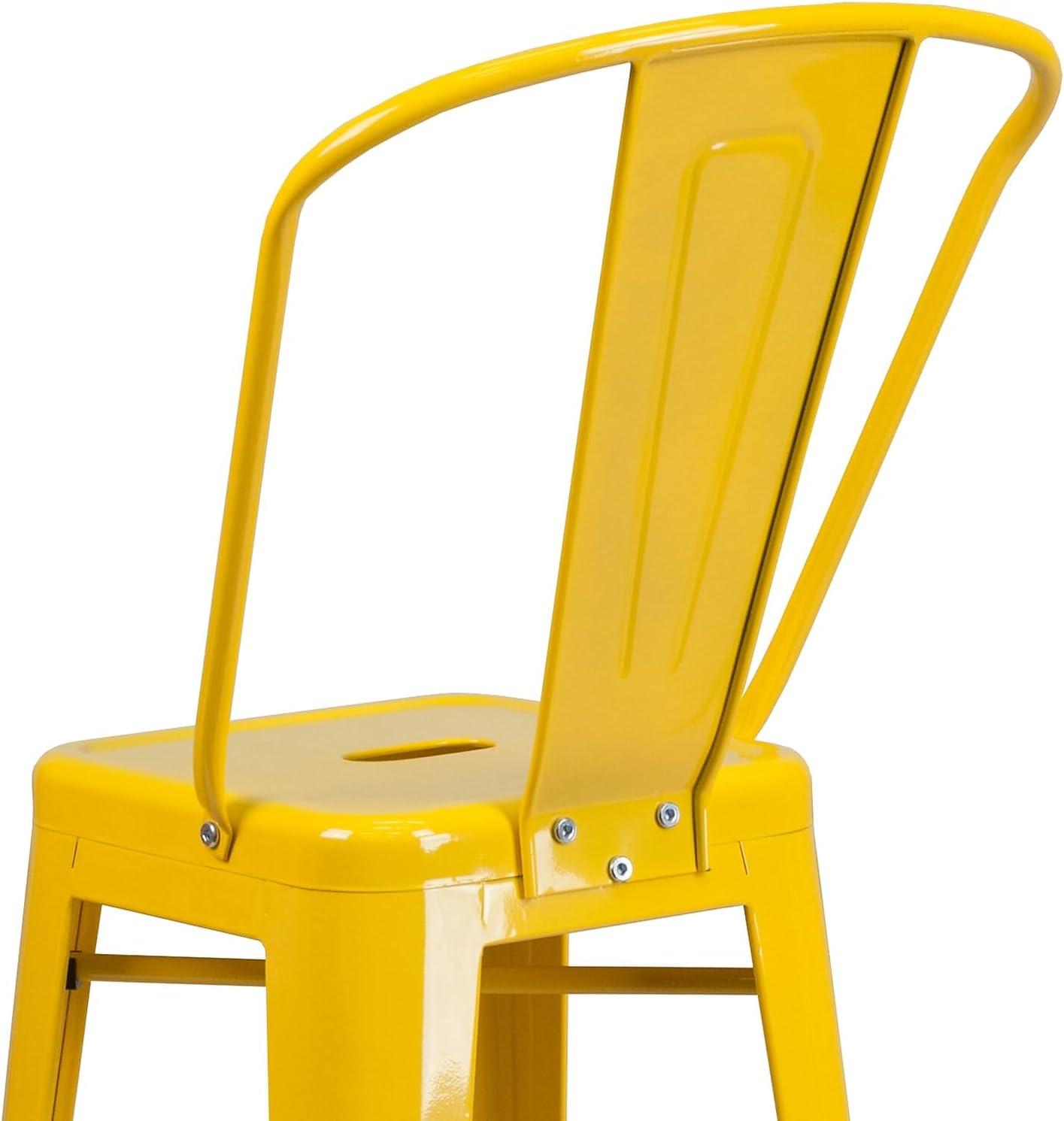 image:imageFlash Furniture Commercial Grade 30 High Black Metal IndoorOutdoor Barstool with Removable BackYellow