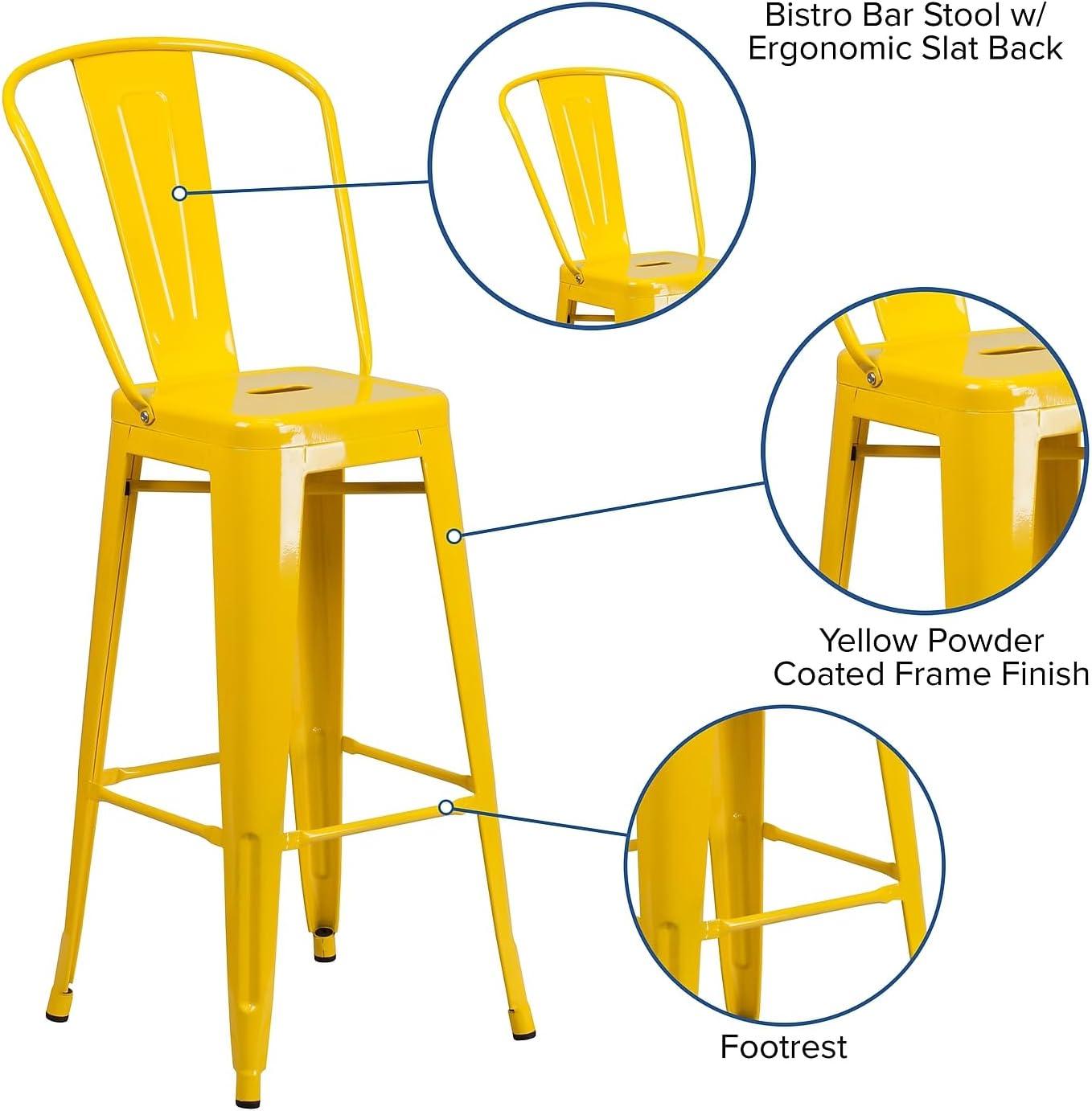 image:imageFlash Furniture Commercial Grade 30 High Black Metal IndoorOutdoor Barstool with Removable BackYellow