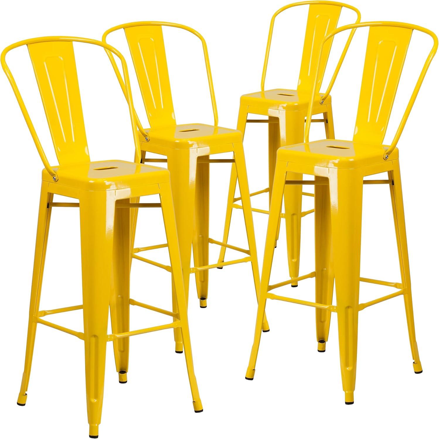 image:imageFlash Furniture Commercial Grade 30 High Black Metal IndoorOutdoor Barstool with Removable BackYellow