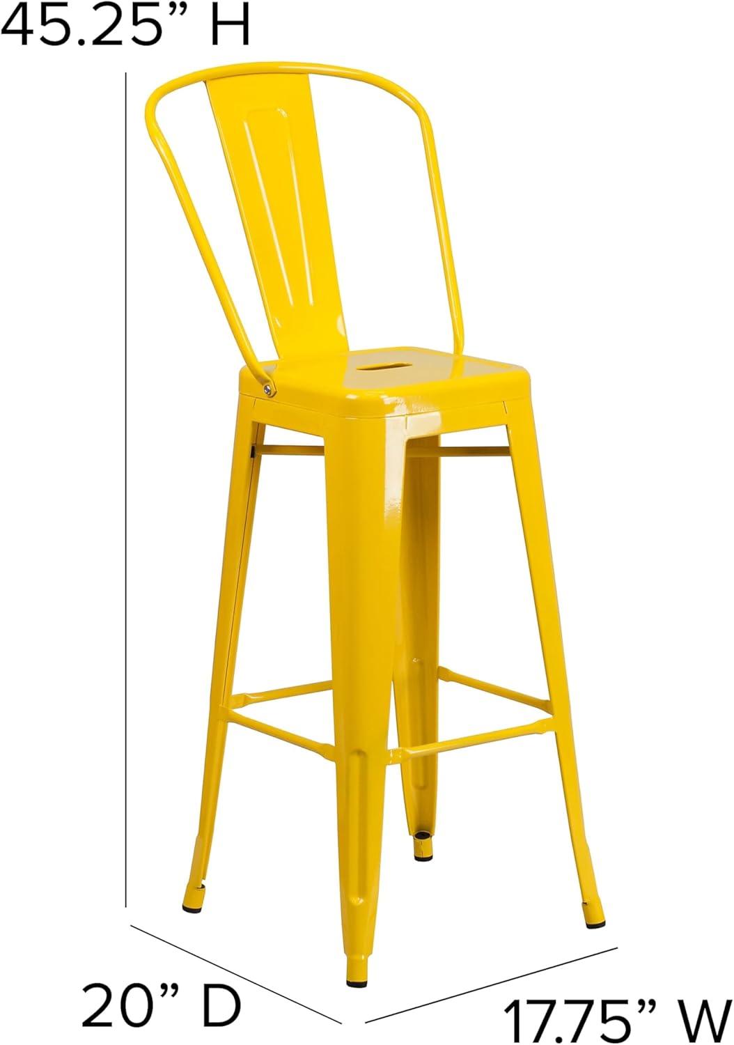 image:imageFlash Furniture Commercial Grade 30 High Black Metal IndoorOutdoor Barstool with Removable BackYellow