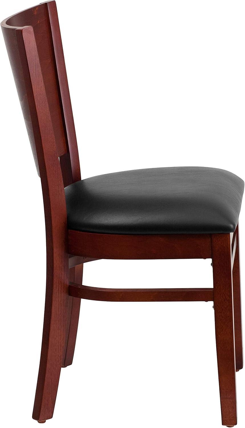 image:imageFlash Furniture Lacey Series Solid Back Walnut Wood Restaurant Chair Burgundy Vinyl SeatBlack Vinyl SeatMahogany Wood Frame