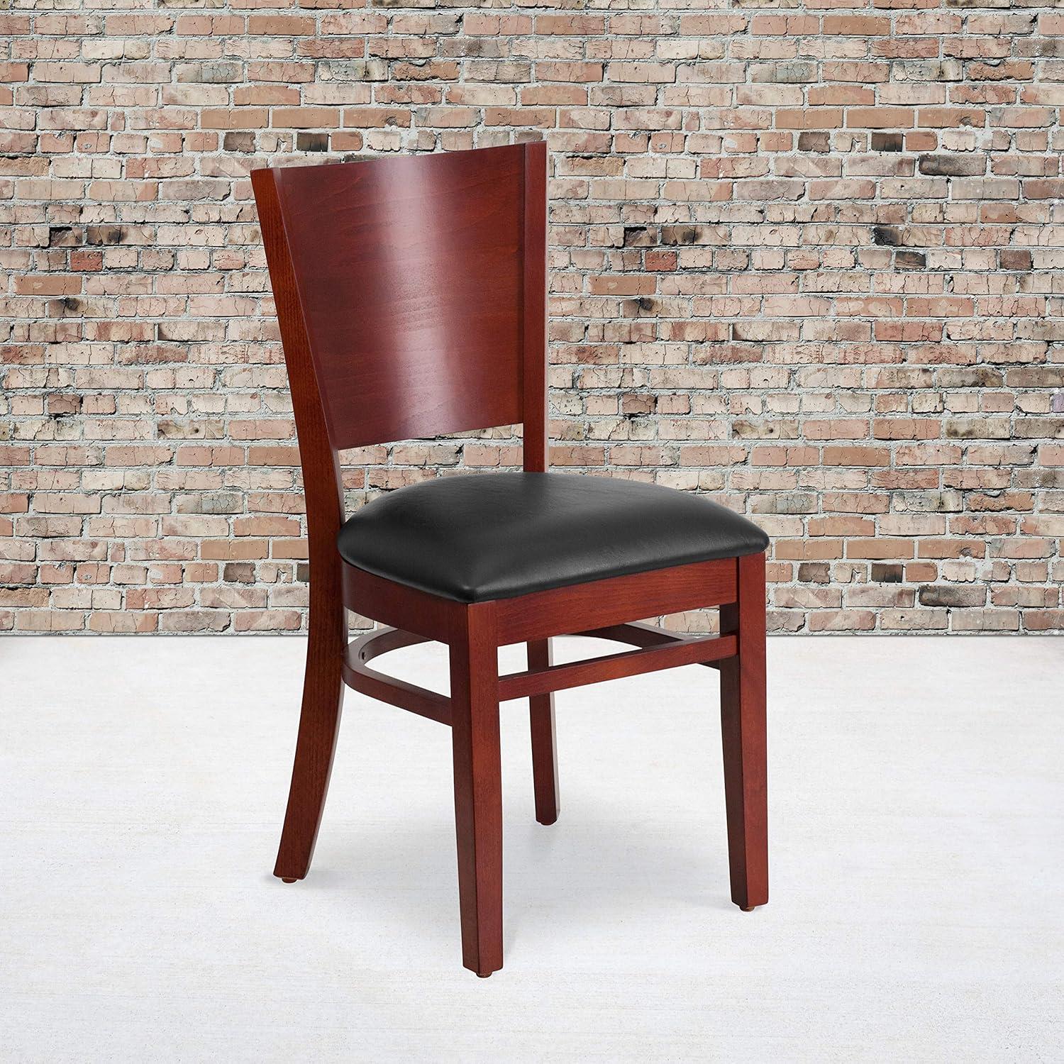 image:imageFlash Furniture Lacey Series Solid Back Walnut Wood Restaurant Chair Burgundy Vinyl SeatBlack Vinyl SeatMahogany Wood Frame