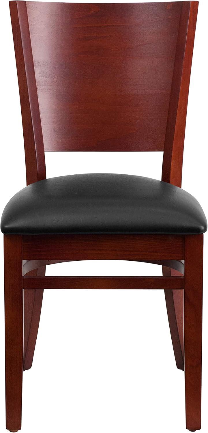 image:imageFlash Furniture Lacey Series Solid Back Walnut Wood Restaurant Chair Burgundy Vinyl SeatBlack Vinyl SeatMahogany Wood Frame