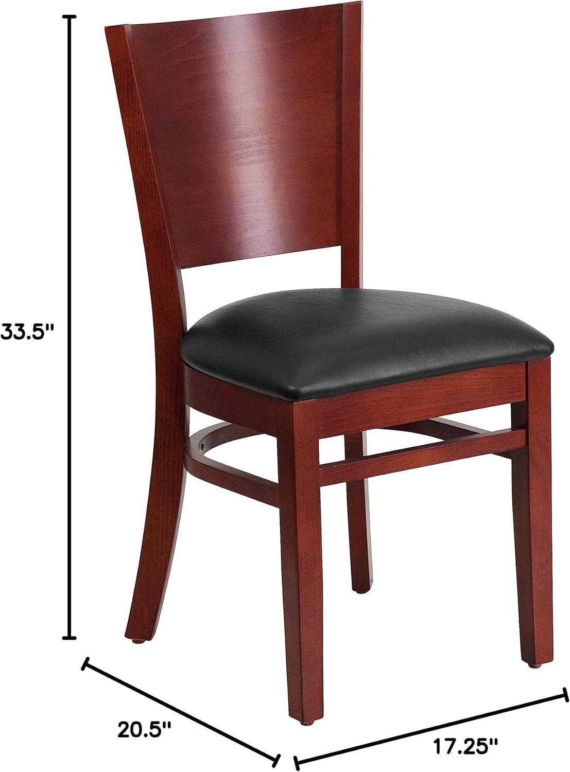 image:imageFlash Furniture Lacey Series Solid Back Walnut Wood Restaurant Chair Burgundy Vinyl SeatBlack Vinyl SeatMahogany Wood Frame