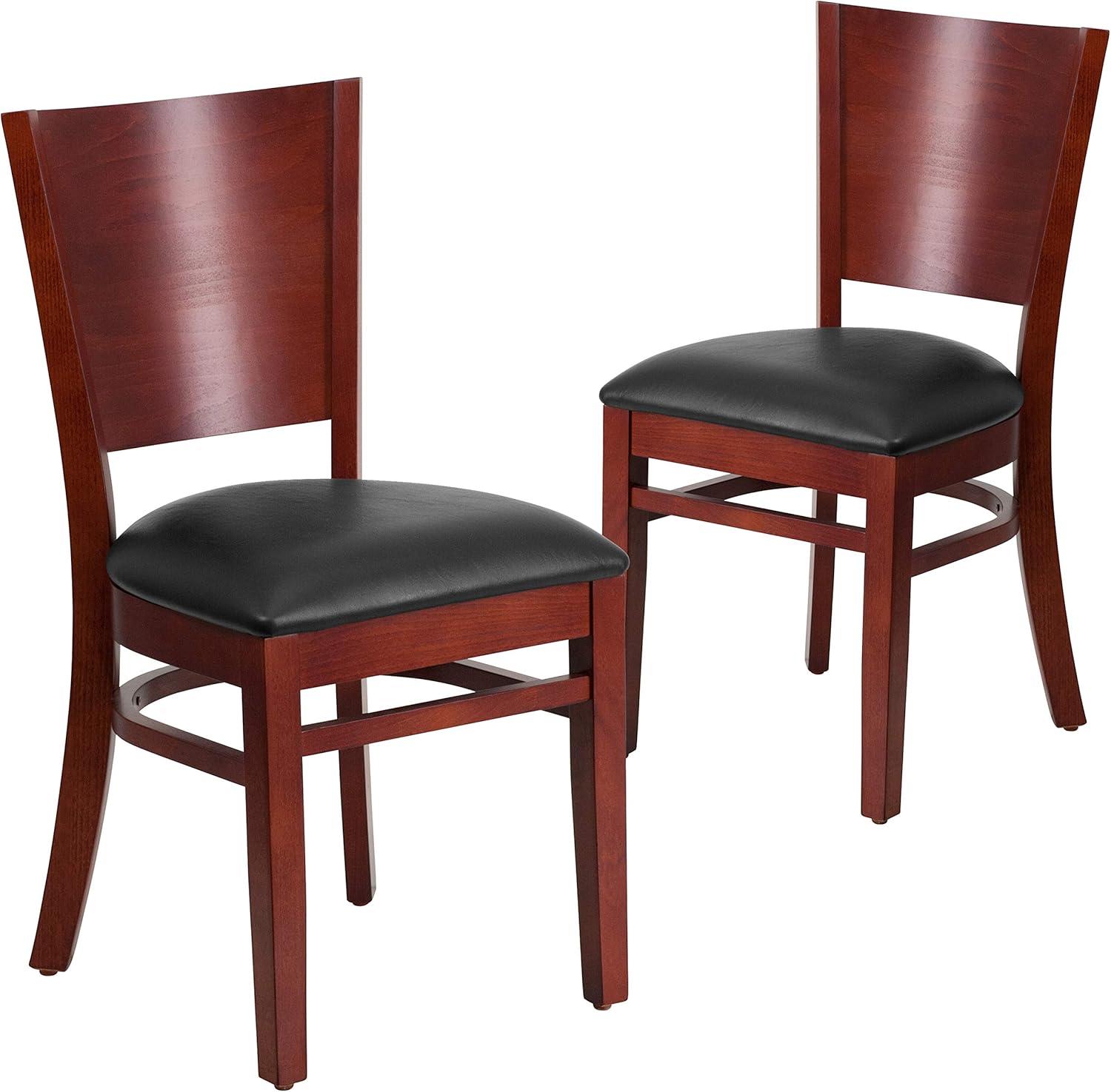 image:imageFlash Furniture Lacey Series Solid Back Walnut Wood Restaurant Chair Burgundy Vinyl SeatBlack Vinyl SeatMahogany Wood Frame