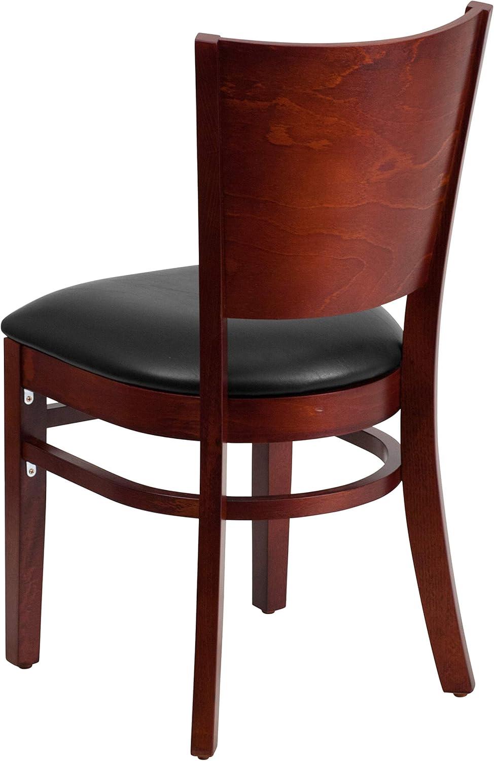image:imageFlash Furniture Lacey Series Solid Back Walnut Wood Restaurant Chair Burgundy Vinyl SeatBlack Vinyl SeatMahogany Wood Frame