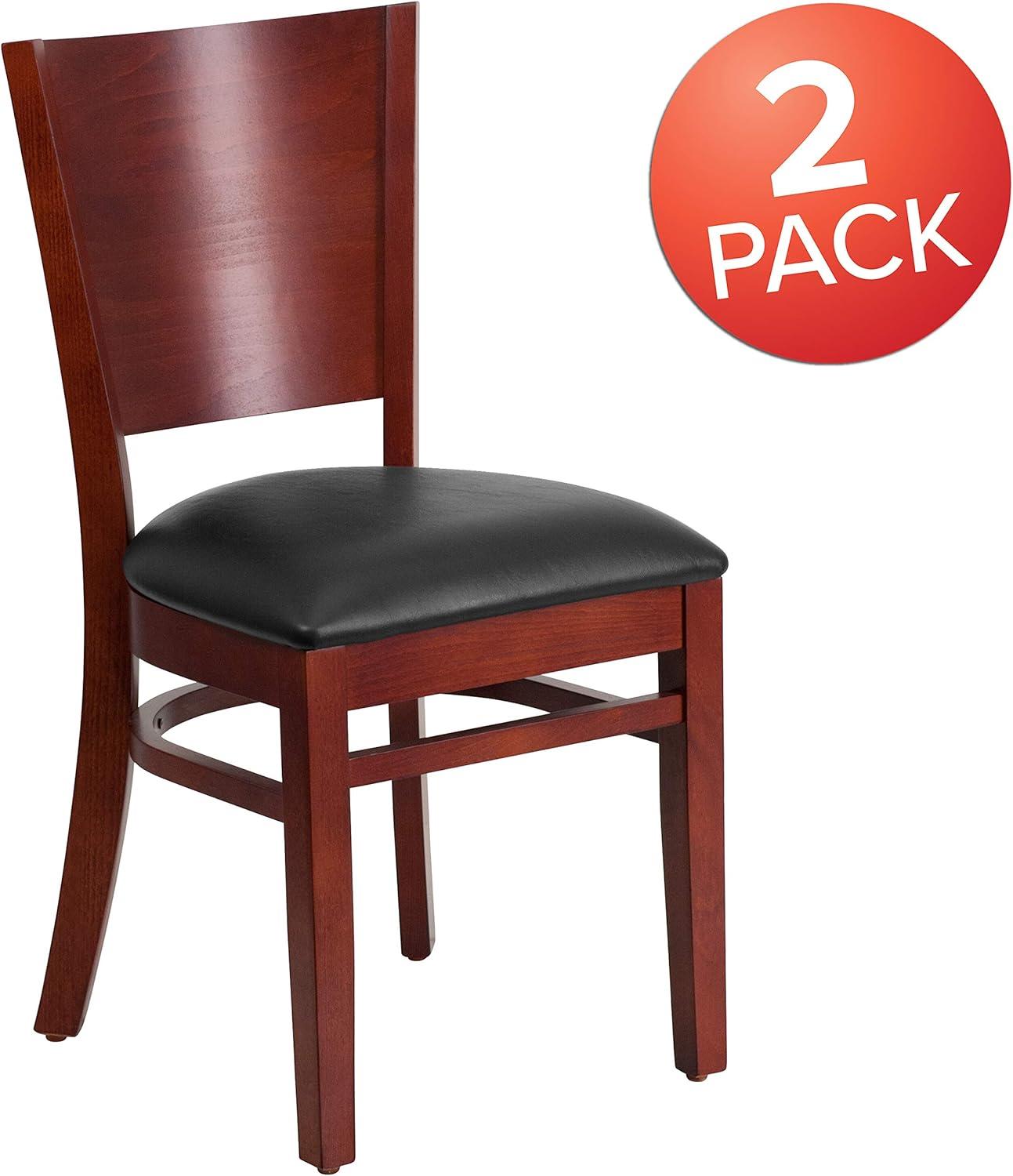image:imageFlash Furniture Lacey Series Solid Back Walnut Wood Restaurant Chair Burgundy Vinyl SeatBlack Vinyl SeatMahogany Wood Frame