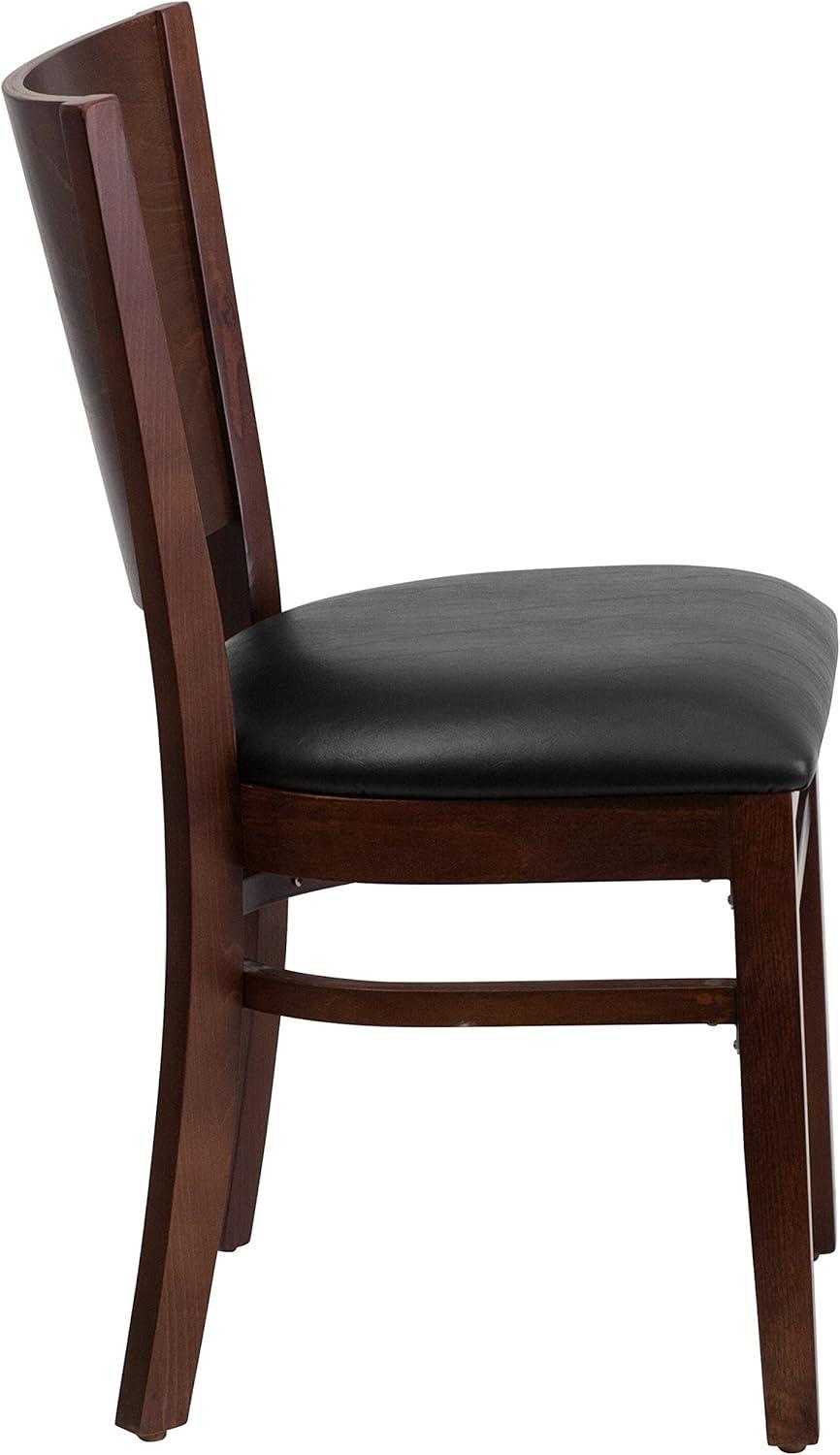 image:imageFlash Furniture Lacey Series Solid Back Walnut Wood Restaurant Chair Burgundy Vinyl SeatBlackWalnut