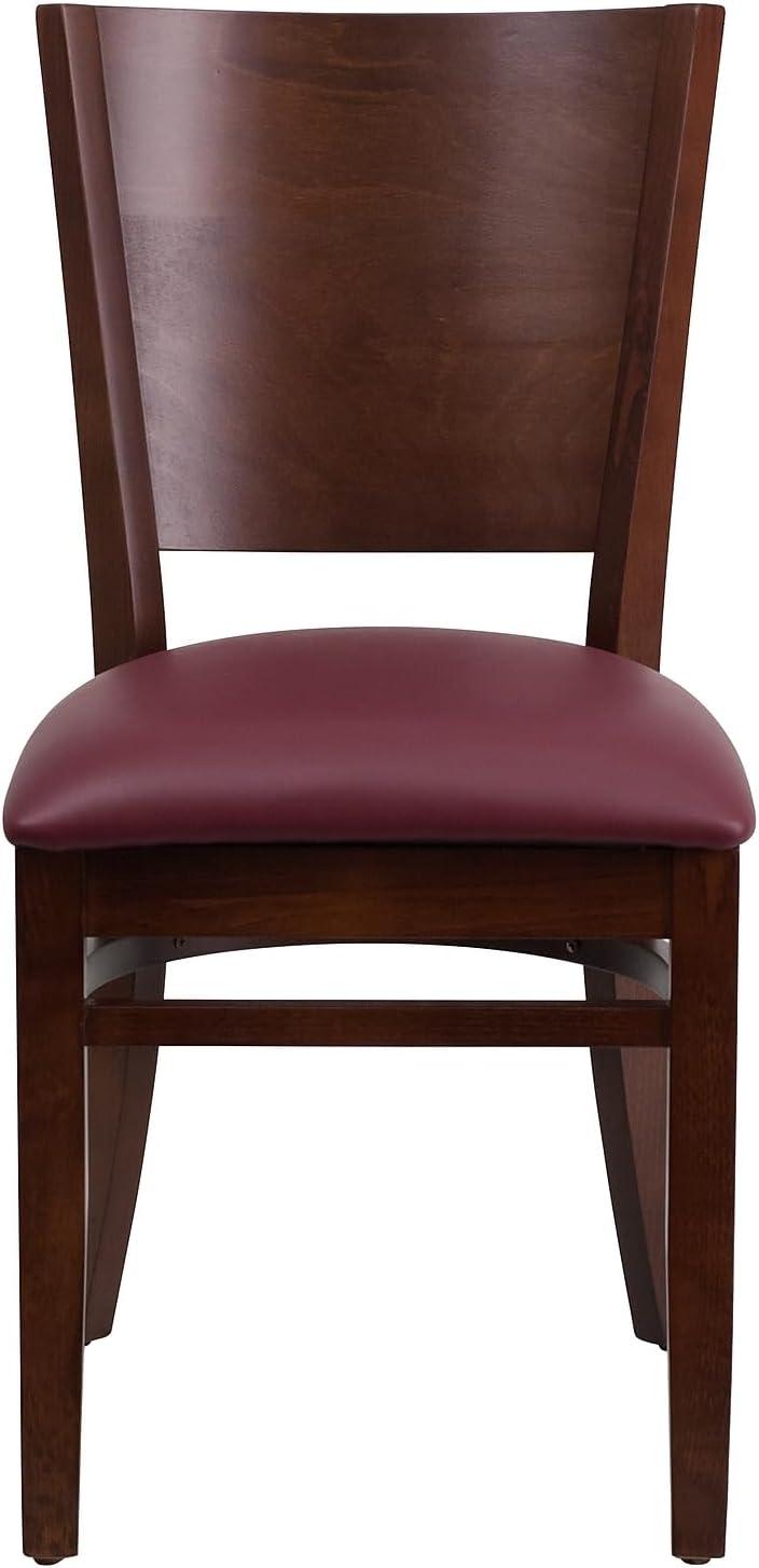 image:imageFlash Furniture Lacey Series Solid Back Walnut Wood Restaurant Chair Burgundy Vinyl SeatBurgundy Vinyl SeatWalnut Wood Frame