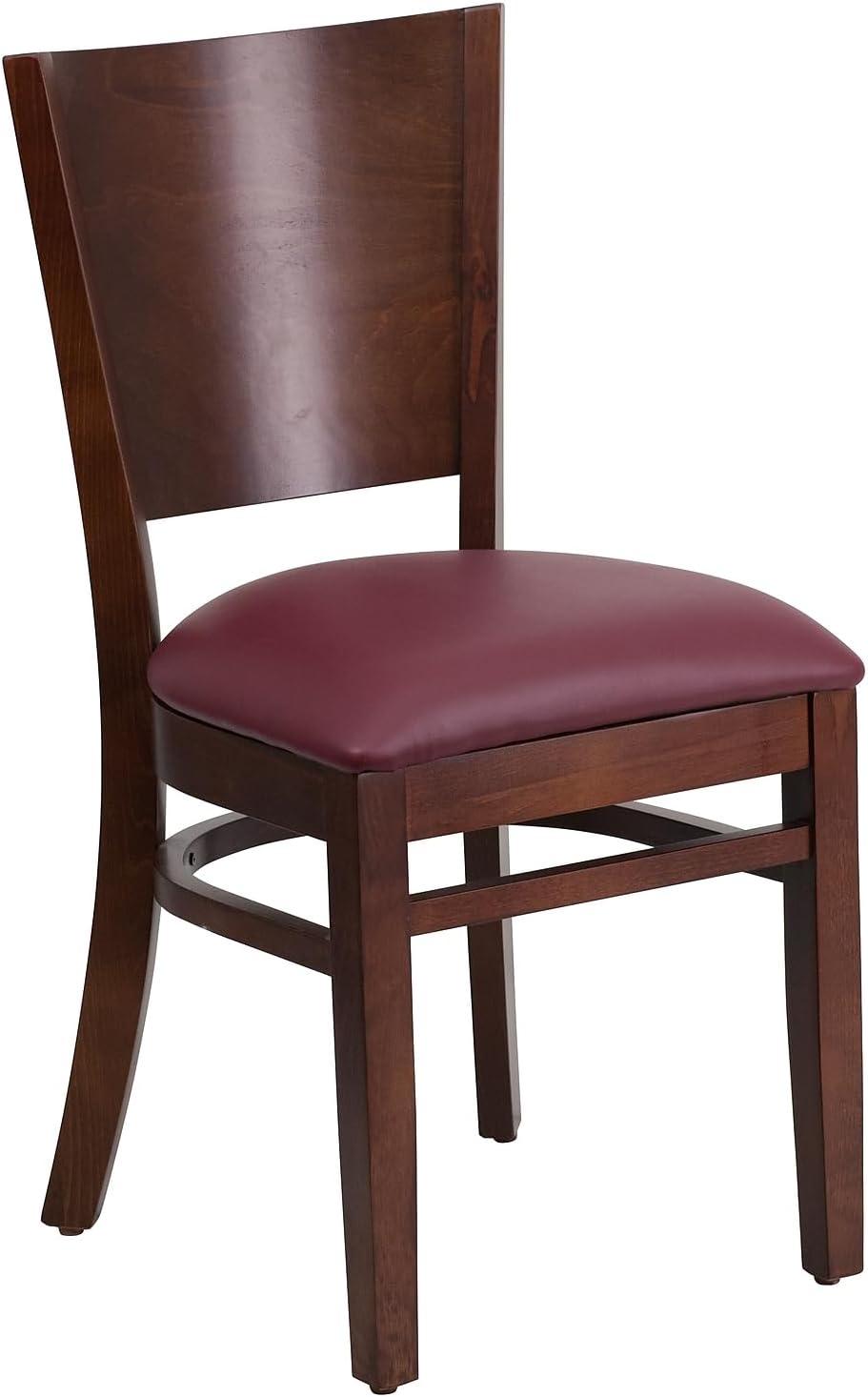 image:imageFlash Furniture Lacey Series Solid Back Walnut Wood Restaurant Chair Burgundy Vinyl SeatBurgundy Vinyl SeatWalnut Wood Frame