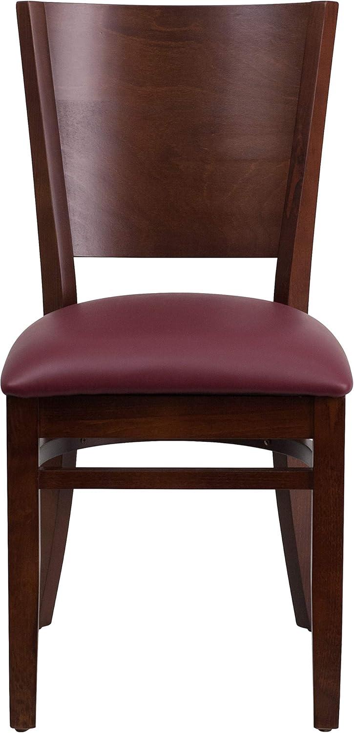 image:imageFlash Furniture Lacey Series Solid Back Walnut Wood Restaurant Chair Burgundy Vinyl SeatBurgundy Vinyl SeatWalnut Wood Frame