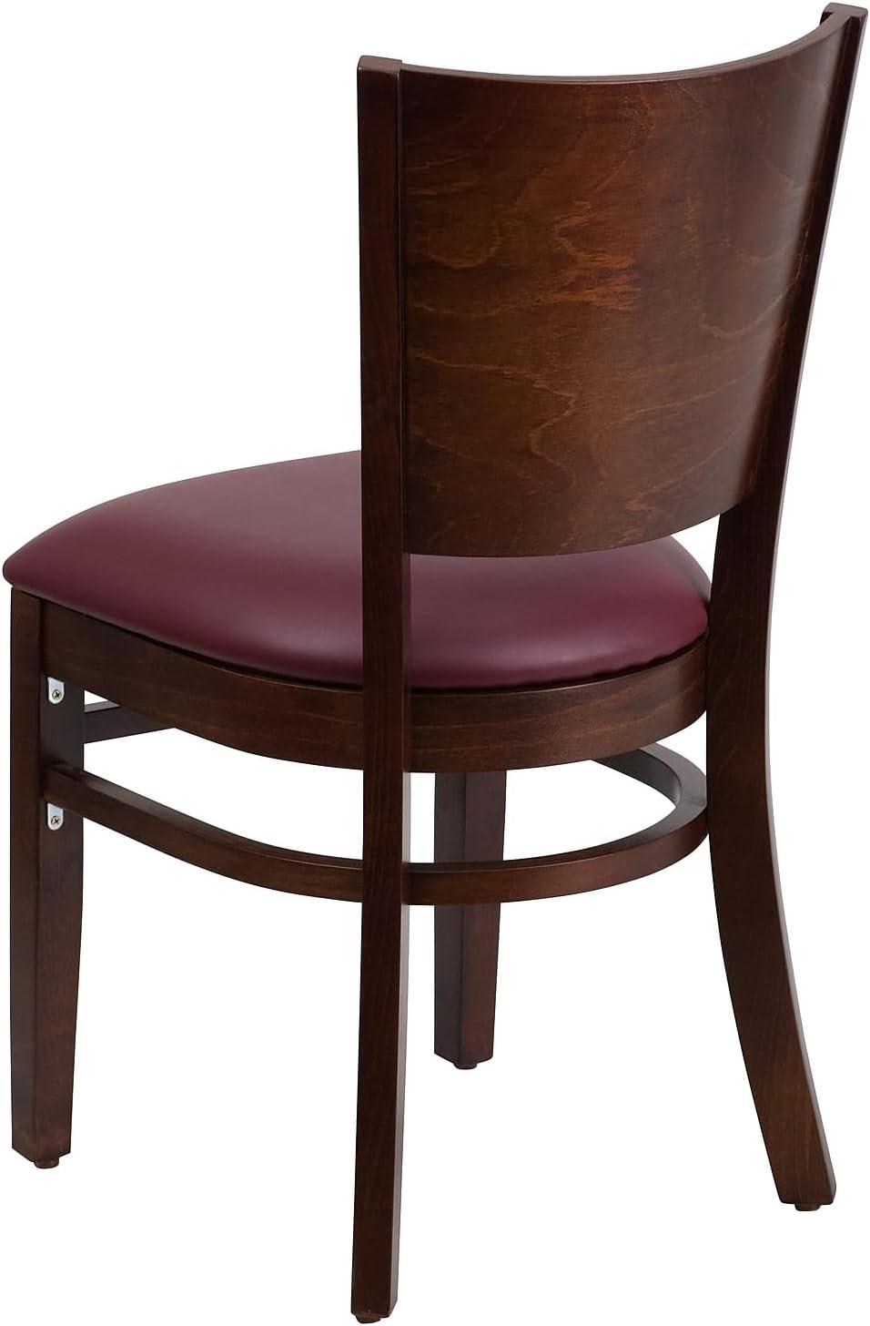 image:imageFlash Furniture Lacey Series Solid Back Walnut Wood Restaurant Chair Burgundy Vinyl SeatBurgundy Vinyl SeatWalnut Wood Frame