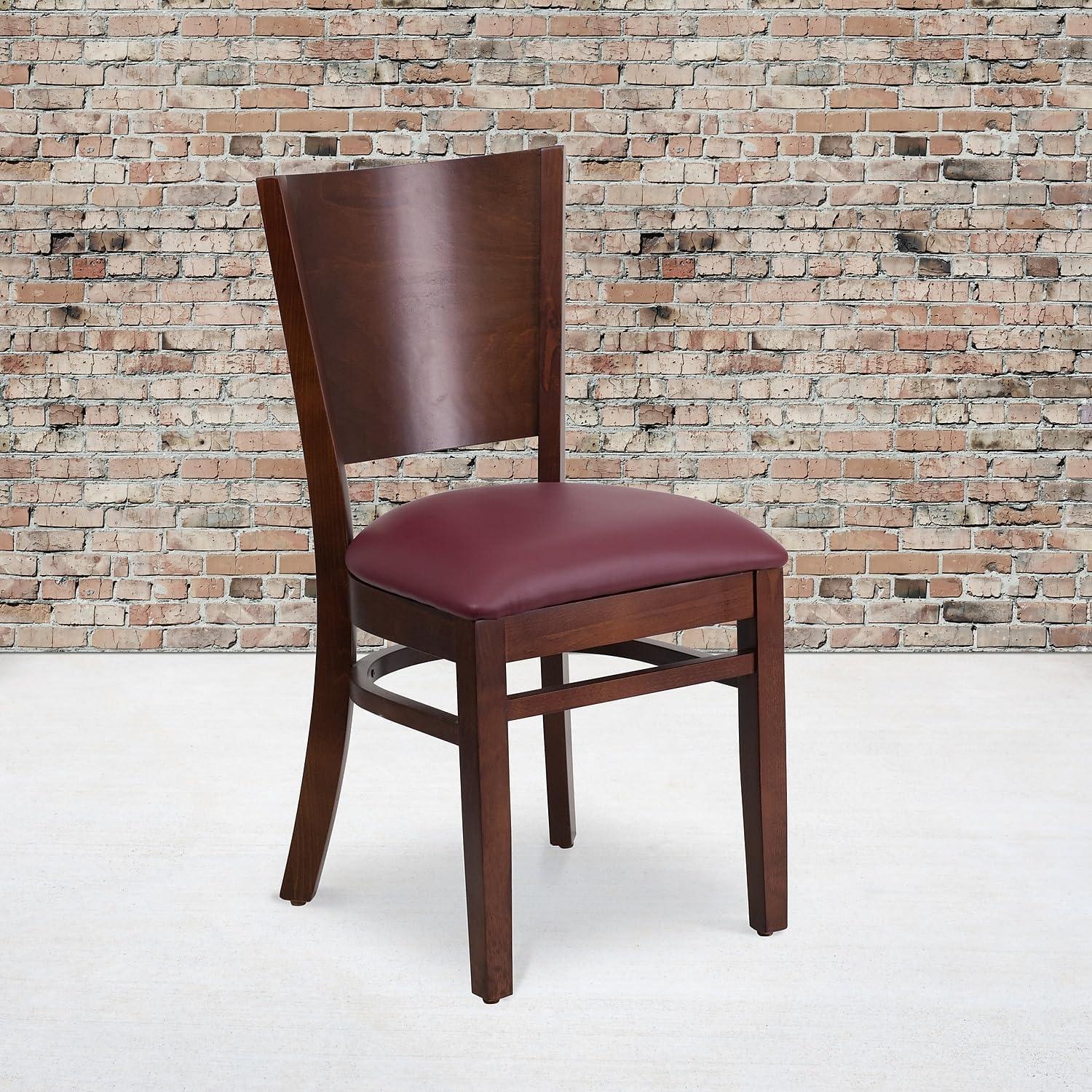 image:imageFlash Furniture Lacey Series Solid Back Walnut Wood Restaurant Chair Burgundy Vinyl SeatBurgundy Vinyl SeatWalnut Wood Frame