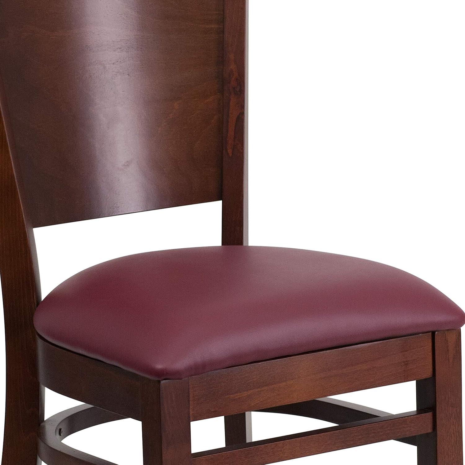image:imageFlash Furniture Lacey Series Solid Back Walnut Wood Restaurant Chair Burgundy Vinyl SeatBurgundyWalnut