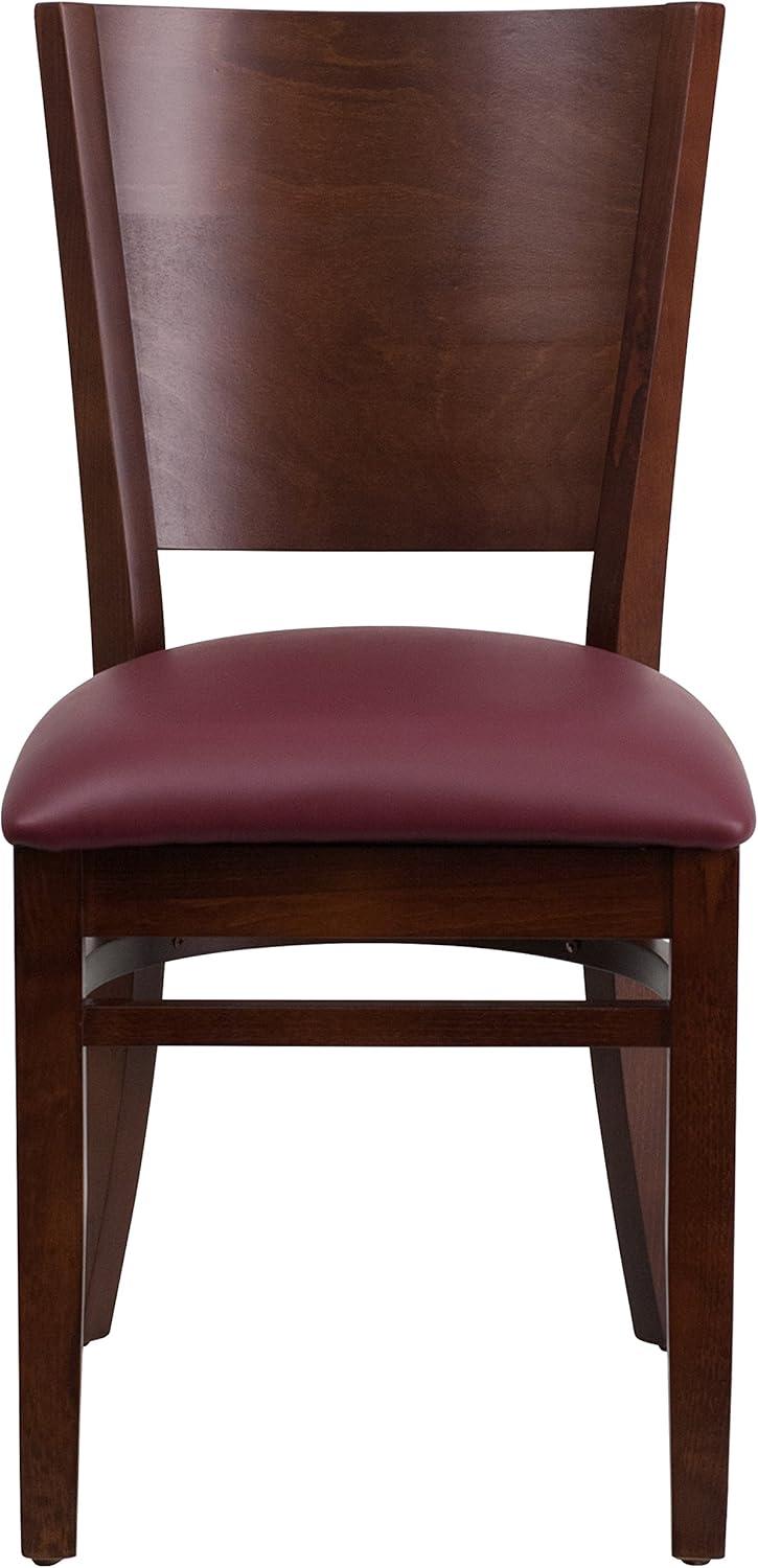 image:imageFlash Furniture Lacey Series Solid Back Walnut Wood Restaurant Chair Burgundy Vinyl SeatBurgundyWalnut
