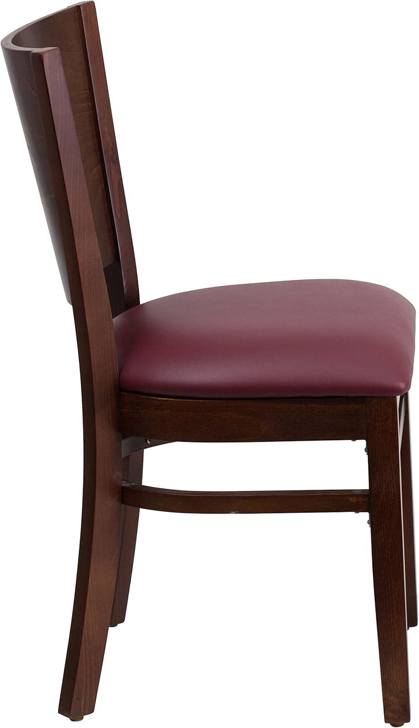 image:imageFlash Furniture Lacey Series Solid Back Walnut Wood Restaurant Chair Burgundy Vinyl SeatBurgundyWalnut