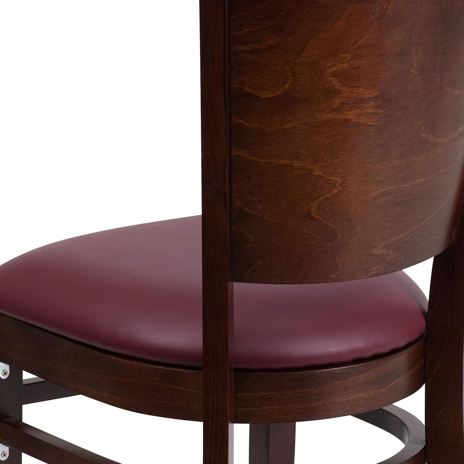 image:imageFlash Furniture Lacey Series Solid Back Walnut Wood Restaurant Chair Burgundy Vinyl SeatBurgundyWalnut