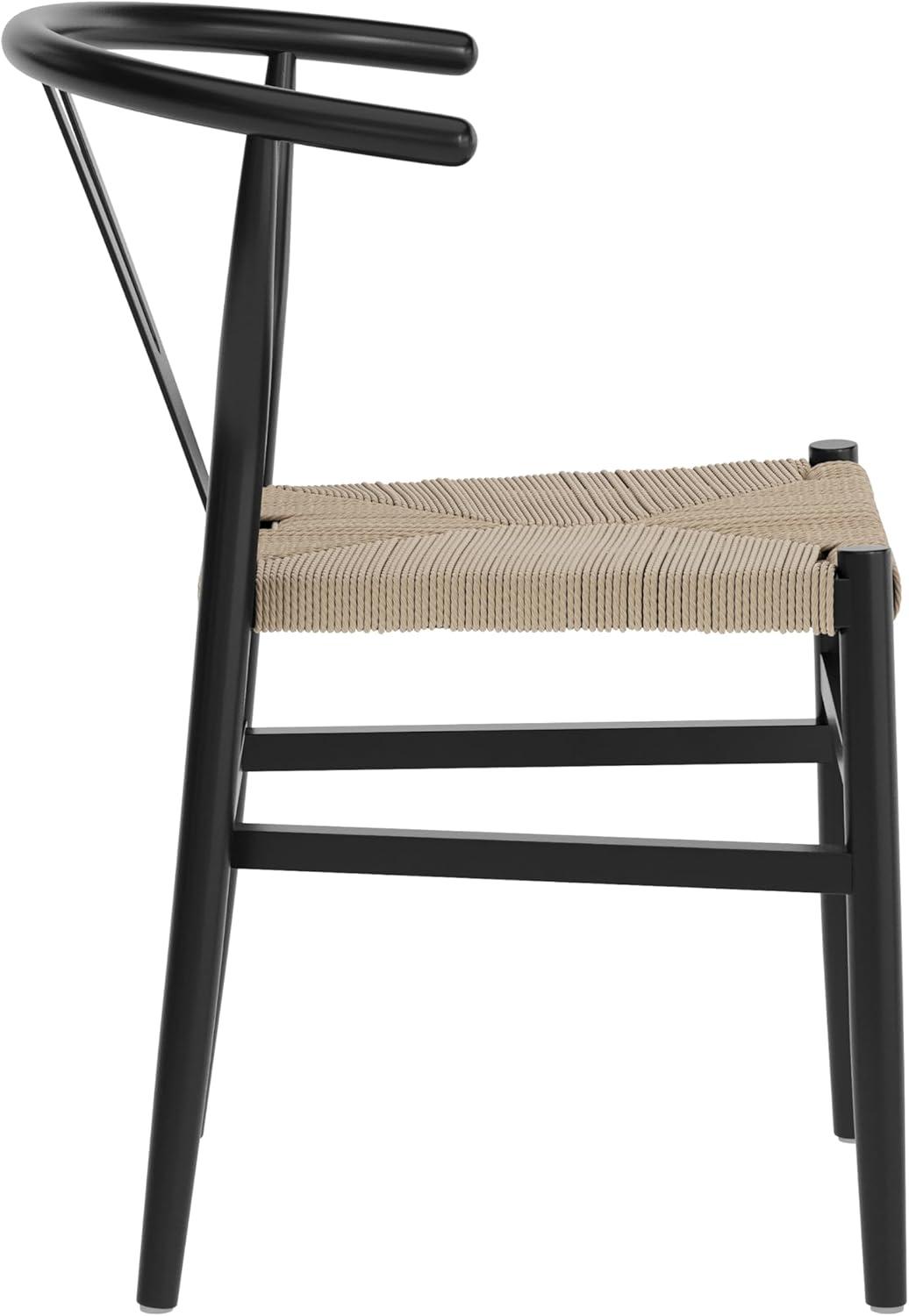image:imageFlash Furniture Logan Commercial Wood Dining Chair YBack Style Stackable Design Solid Wood Frame Kraft Paper Seat Mortise and Tenon OakNaturalBlack FrameNatural Seat
