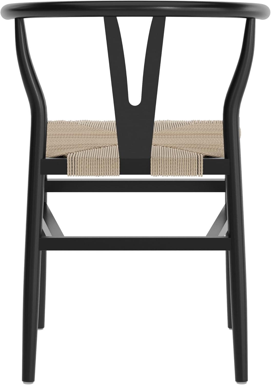 image:imageFlash Furniture Logan Commercial Wood Dining Chair YBack Style Stackable Design Solid Wood Frame Kraft Paper Seat Mortise and Tenon OakNaturalBlack FrameNatural Seat