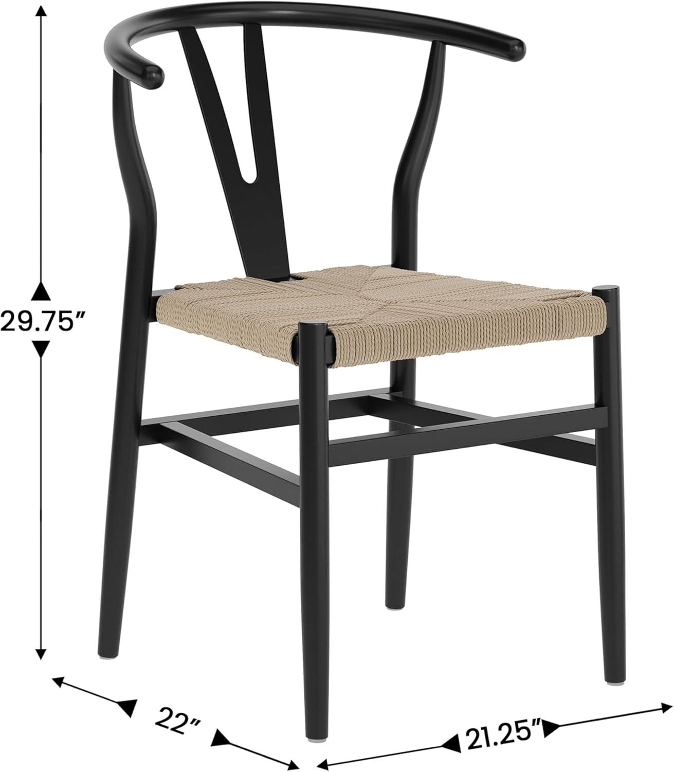 image:imageFlash Furniture Logan Commercial Wood Dining Chair YBack Style Stackable Design Solid Wood Frame Kraft Paper Seat Mortise and Tenon OakNaturalBlack FrameNatural Seat