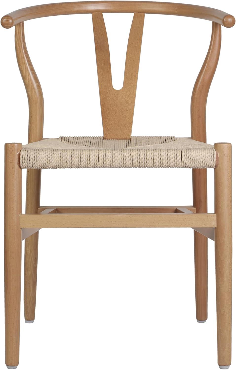 image:imageFlash Furniture Logan Commercial Wood Dining Chair YBack Style Stackable Design Solid Wood Frame Kraft Paper Seat Mortise and Tenon OakNaturalOak FrameNatural Seat