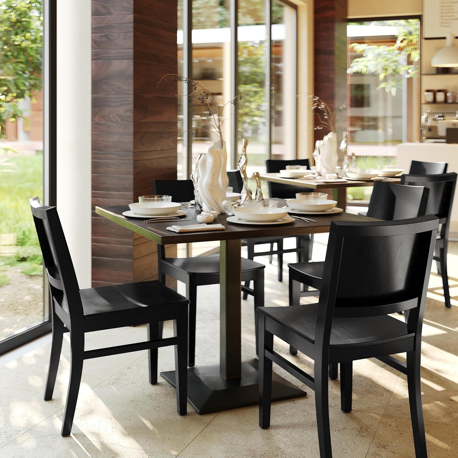 image:imageFlash Furniture Naples Commercial Solid Wood Dining Chair Curved Backrest Sturdy Mortise and Tenon Construction BlackBlack