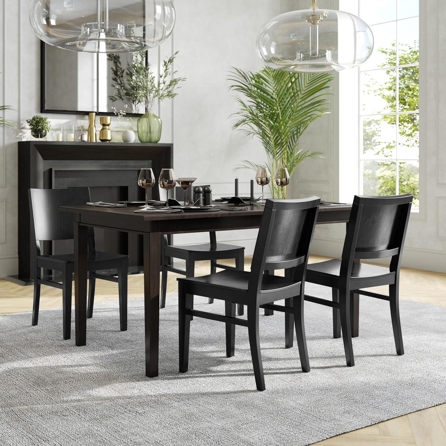 image:imageFlash Furniture Naples Commercial Solid Wood Dining Chair Curved Backrest Sturdy Mortise and Tenon Construction BlackBlack