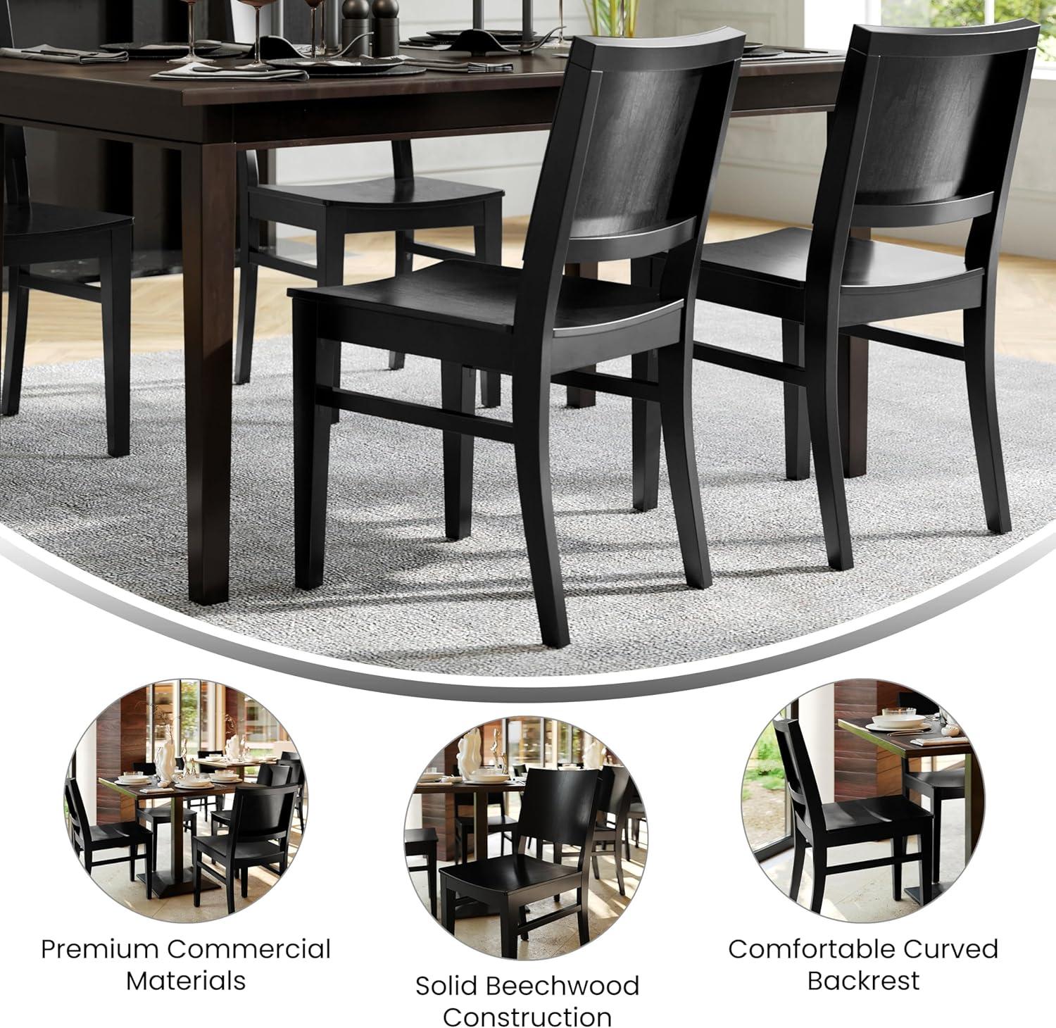image:imageFlash Furniture Naples Commercial Solid Wood Dining Chair Curved Backrest Sturdy Mortise and Tenon Construction BlackBlack