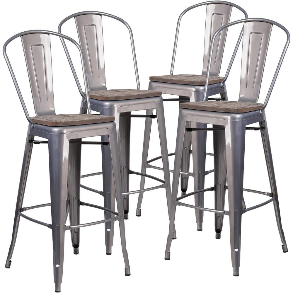 image:imageFlash Furniture Commercial Grade 30 High Black Metal IndoorOutdoor Barstool with Removable BackBlack