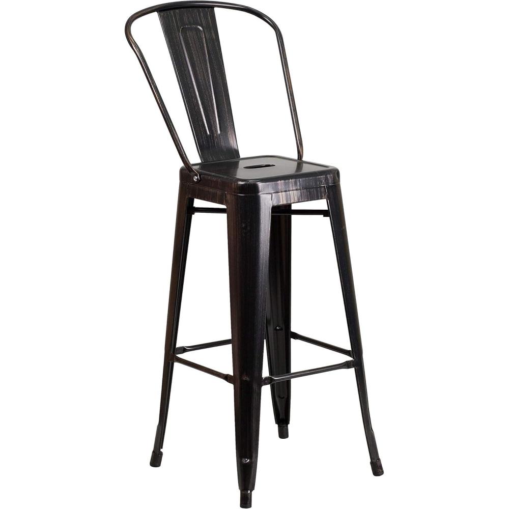 image:imageFlash Furniture Commercial Grade 30 High Black Metal IndoorOutdoor Barstool with Removable BackBlackantique Gold