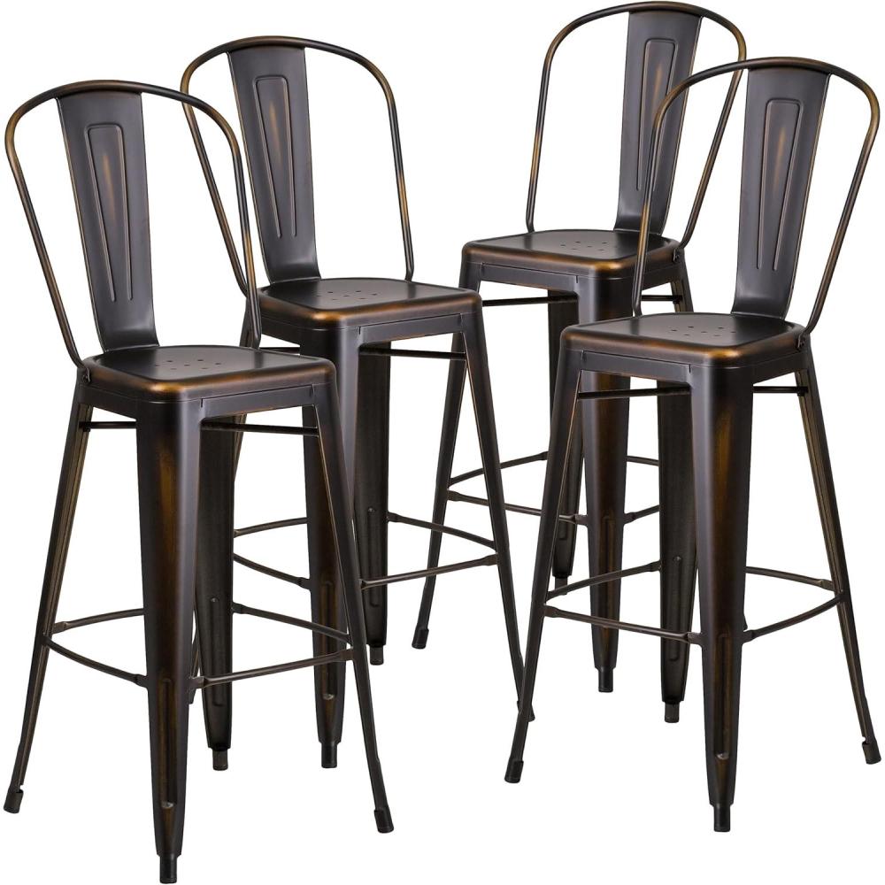image:imageFlash Furniture Commercial Grade 30 High Black Metal IndoorOutdoor Barstool with Removable BackDistressed Copper