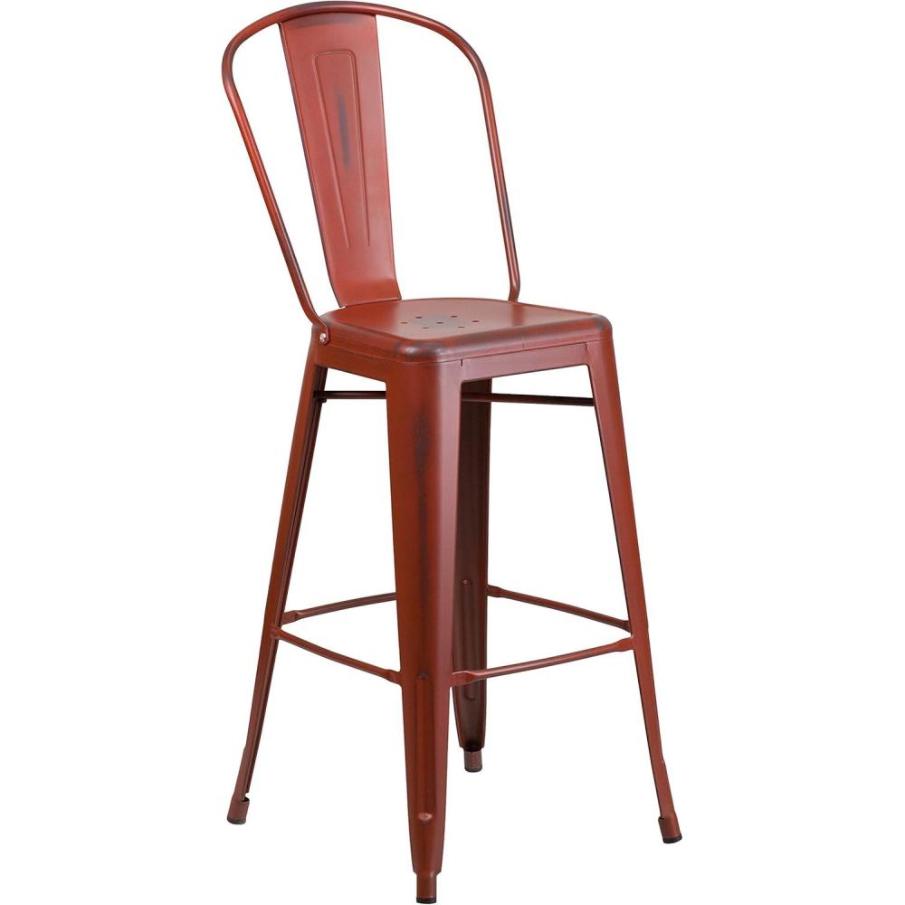 image:imageFlash Furniture Commercial Grade 30 High Black Metal IndoorOutdoor Barstool with Removable BackDistressed Kelly Red
