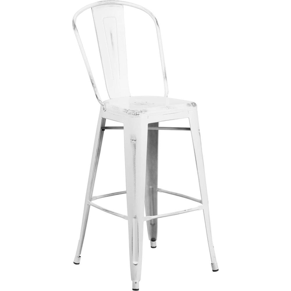 image:imageFlash Furniture Commercial Grade 30 High Black Metal IndoorOutdoor Barstool with Removable BackDistressed White