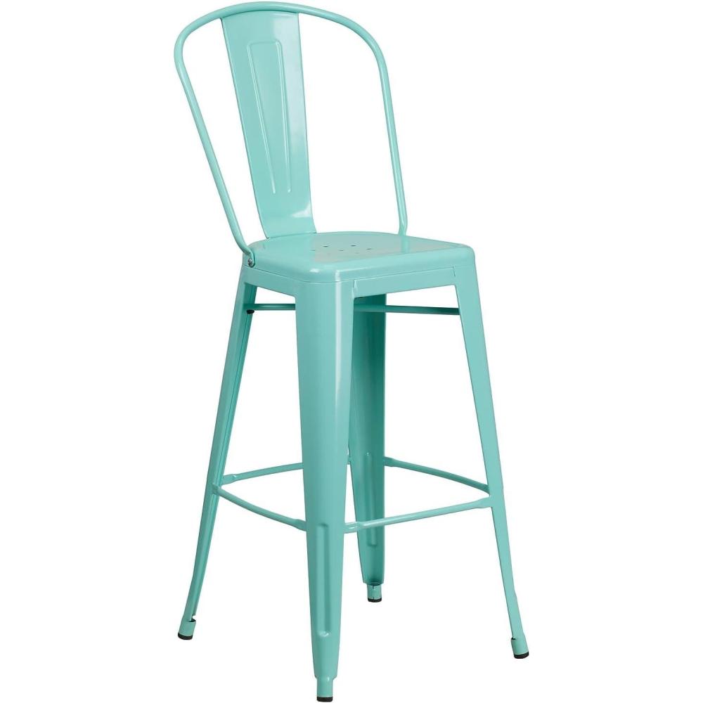 image:imageFlash Furniture Commercial Grade 30 High Black Metal IndoorOutdoor Barstool with Removable BackMint Green