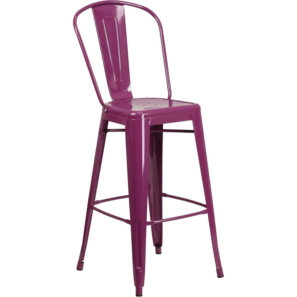 image:imageFlash Furniture Commercial Grade 30 High Black Metal IndoorOutdoor Barstool with Removable BackPurple