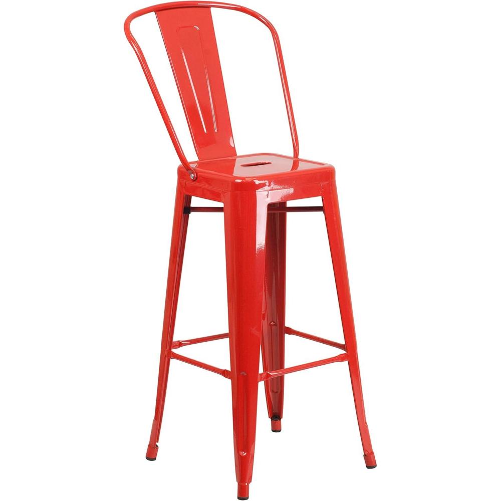 image:imageFlash Furniture Commercial Grade 30 High Black Metal IndoorOutdoor Barstool with Removable BackRed