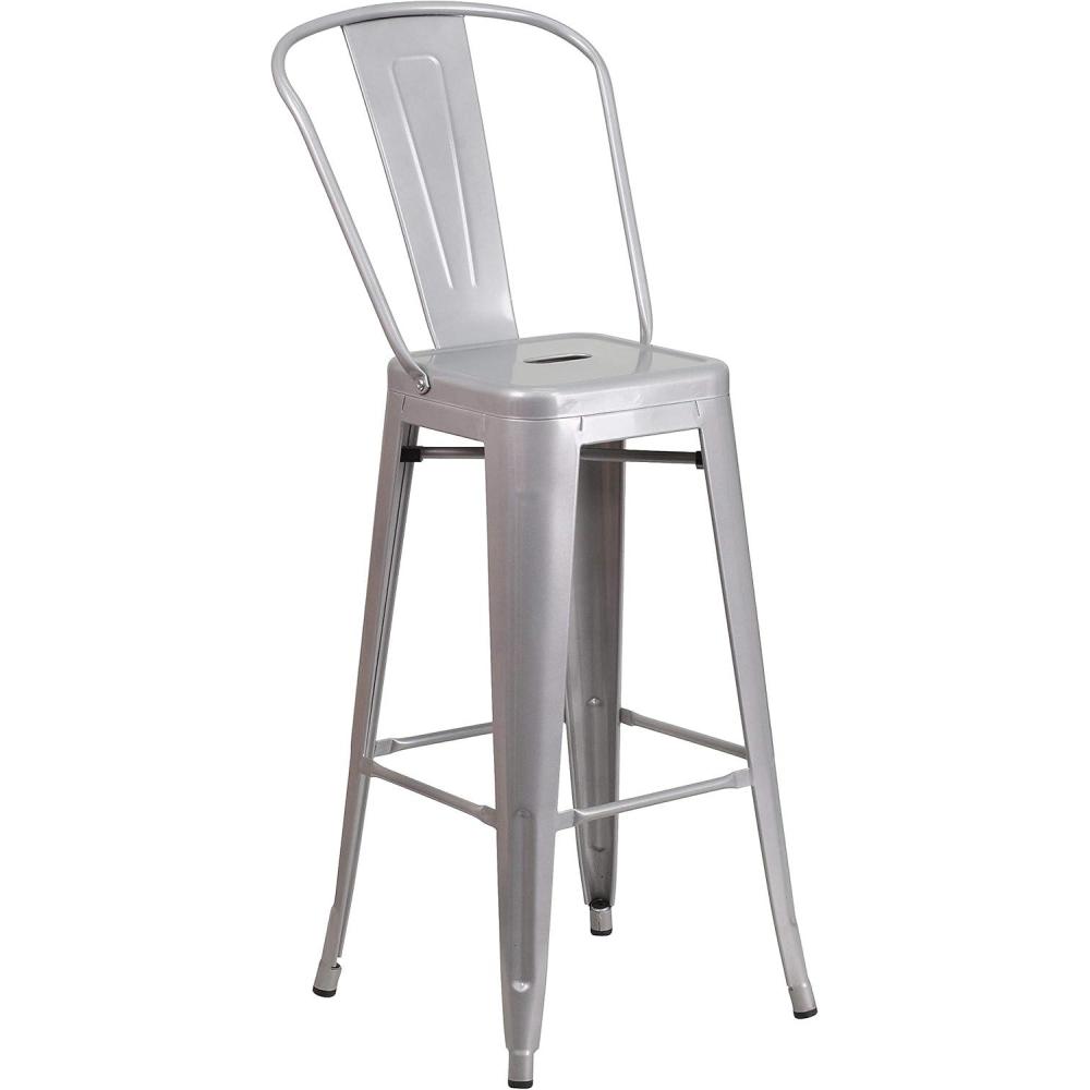 image:imageFlash Furniture Commercial Grade 30 High Black Metal IndoorOutdoor Barstool with Removable BackSilver