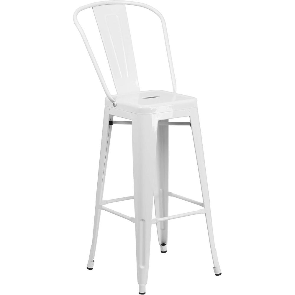 image:imageFlash Furniture Commercial Grade 30 High Black Metal IndoorOutdoor Barstool with Removable BackWhite