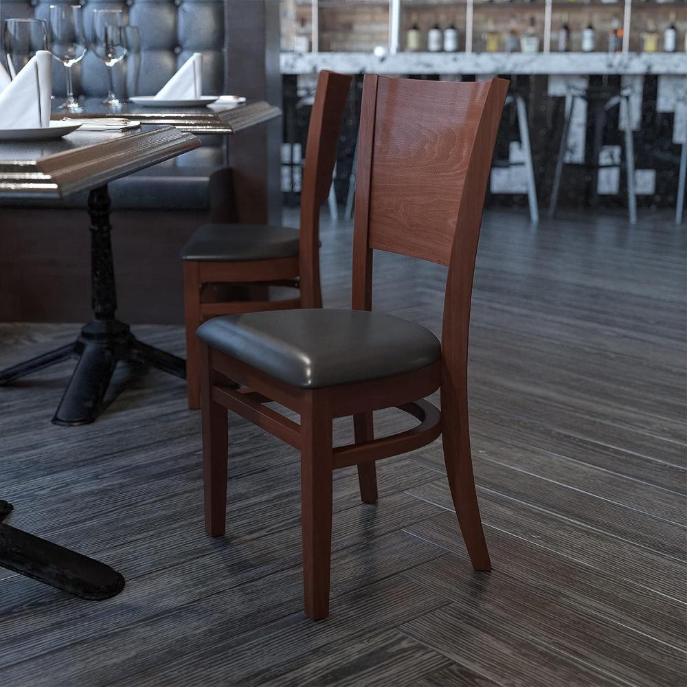 image:imageFlash Furniture Lacey Series Solid Back Walnut Wood Restaurant Chair Burgundy Vinyl SeatBlack Vinyl SeatWalnut Wood Frame