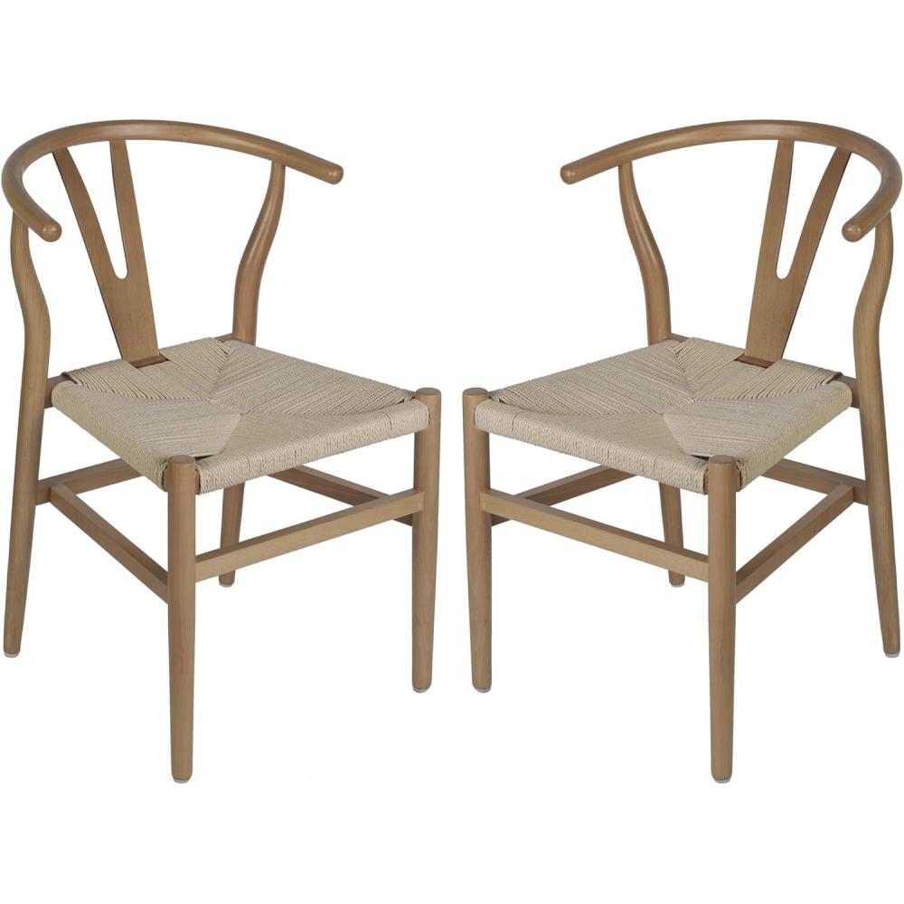 image:imageFlash Furniture Logan Commercial Wood Dining Chair YBack Style Stackable Design Solid Wood Frame Kraft Paper Seat Mortise and Tenon OakNaturalOak FrameNatural Seat