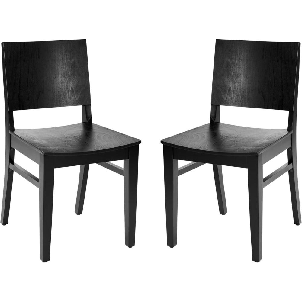 image:imageFlash Furniture Naples Commercial Solid Wood Dining Chair Curved Backrest Sturdy Mortise and Tenon Construction BlackBlack