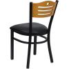 Flash Furniture 2 Pack HERCULES Series Black Slat Back Metal Restaurant Chair – Natural Wood Back & Seat(Natural Wood Back/Black Vinyl Seat/Black Metal Frame)