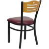 Flash Furniture 2 Pack HERCULES Series Black Slat Back Metal Restaurant Chair – Natural Wood Back & Seat(Natural Wood Back/Burgundy Vinyl Seat/Black Metal Frame)