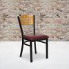 Flash Furniture 2 Pack HERCULES Series Black Slat Back Metal Restaurant Chair – Natural Wood Back & Seat(Natural Wood Back/Burgundy Vinyl Seat/Black Metal Frame)
